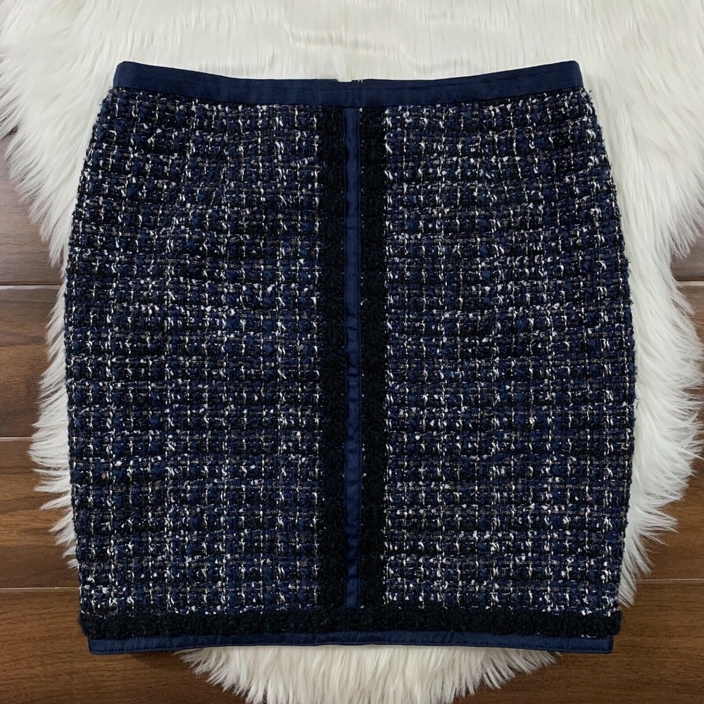 Tory Burch Navy Black Hue Annabelle Tweed Skirt